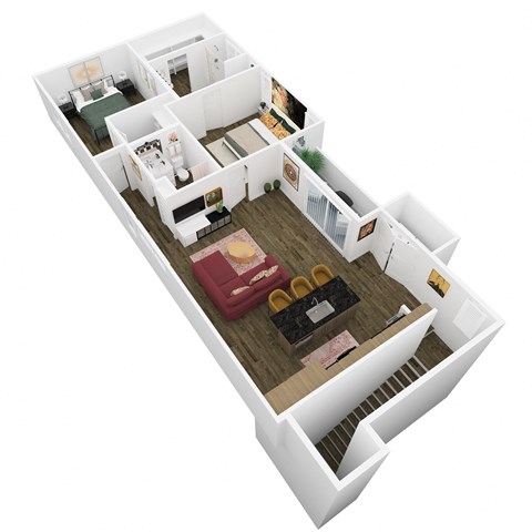 a floor plan of a home with a bedroom and a living room